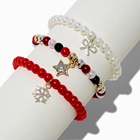 Claire's Club Holiday Beaded Stretch Bracelets - 3 Pack