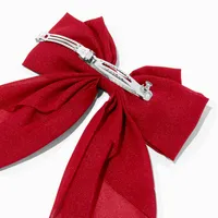 Glittery Red Long Tail Bow Hair Clip