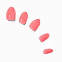 Coral Pink Glossy Short Almond Vegan Faux Nail Set - 24 Pack
