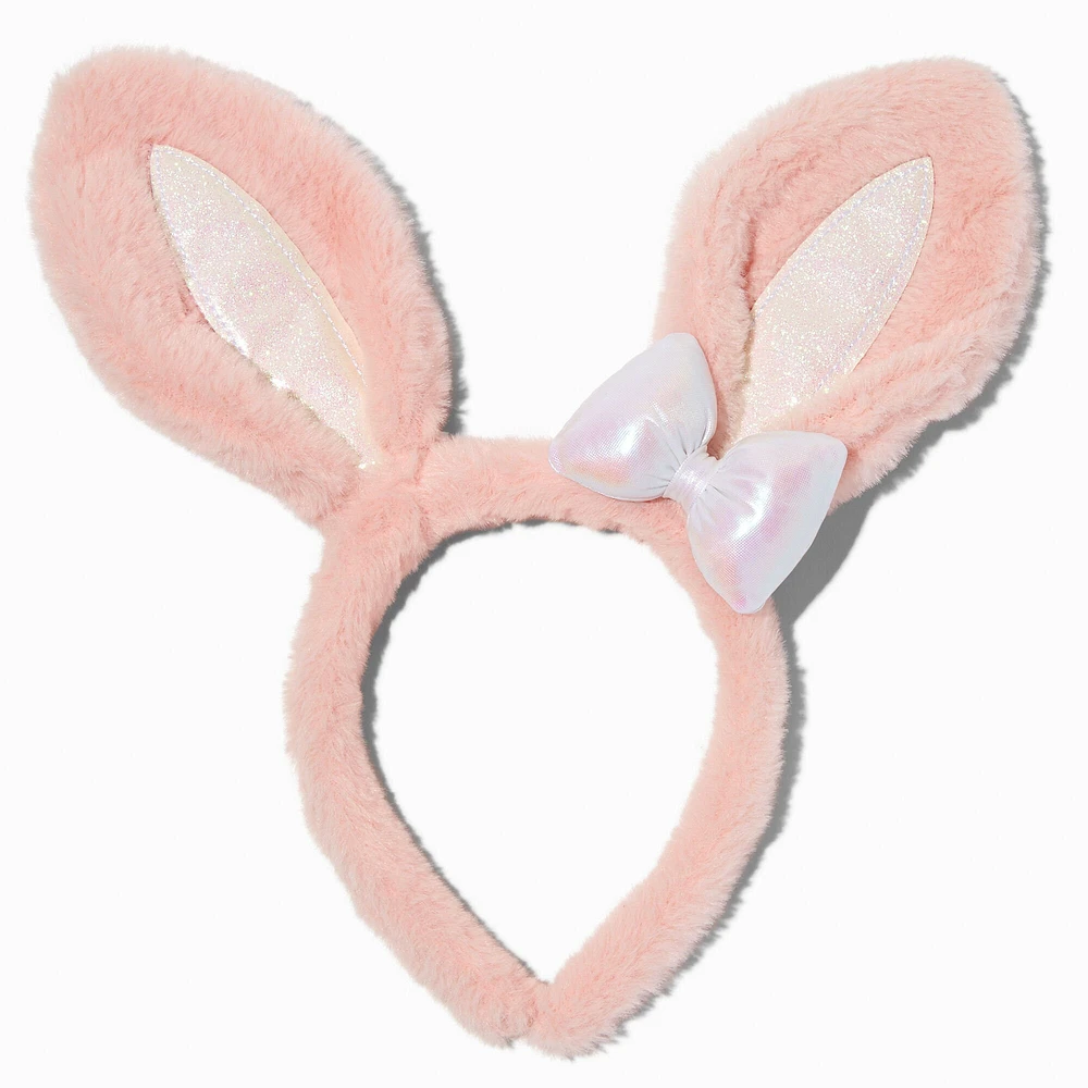 Pink Furry Bunny Ears Headband