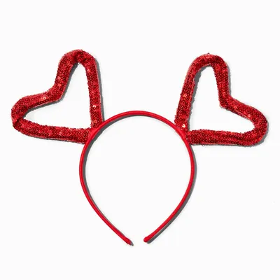 Red Sequin Hearts Headband