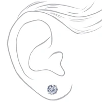 C LUXE by Claire's Sterling Silver Cubic Zirconia 8mm Round Stud Earrings