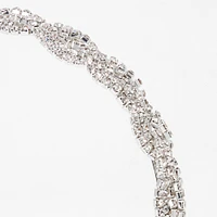 Silver-tone Braided Crystal Statement Headband