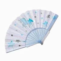 Claire's Club Blue Unicorn Folding Fan