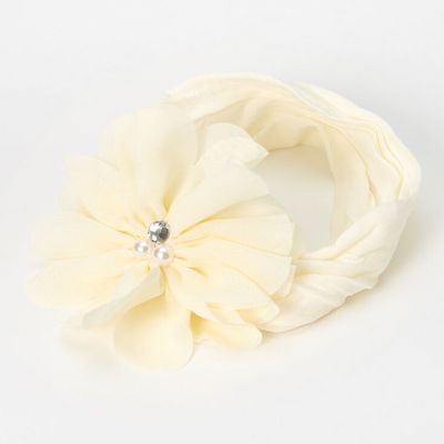 Claire's Club Ivory Chiffon Flower Headwrap