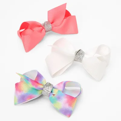 Claire's Club Loopy Bow Hair Clips - Tie Dye, 3 Pack