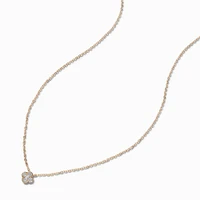 Gold-tone Cubic Zirconia Clover Pendant Necklace