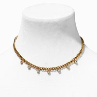 C LUXE by Claire's 18k Yellow Gold Plated Cubic Zirconia Confetti Curb Chain Necklace