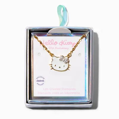 Hello Kitty® 50th Anniversary Claire's Exclusive Sterling Silver 3/8 ct. tw. Lab Grown Diamond & Enamel Pendant Necklace