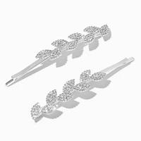 Silver Pavé Leaf Hair Pins - 2 Pack