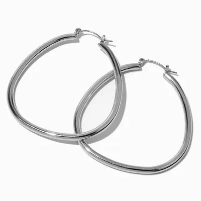 Silver Oval 50MM Hoop Earrings