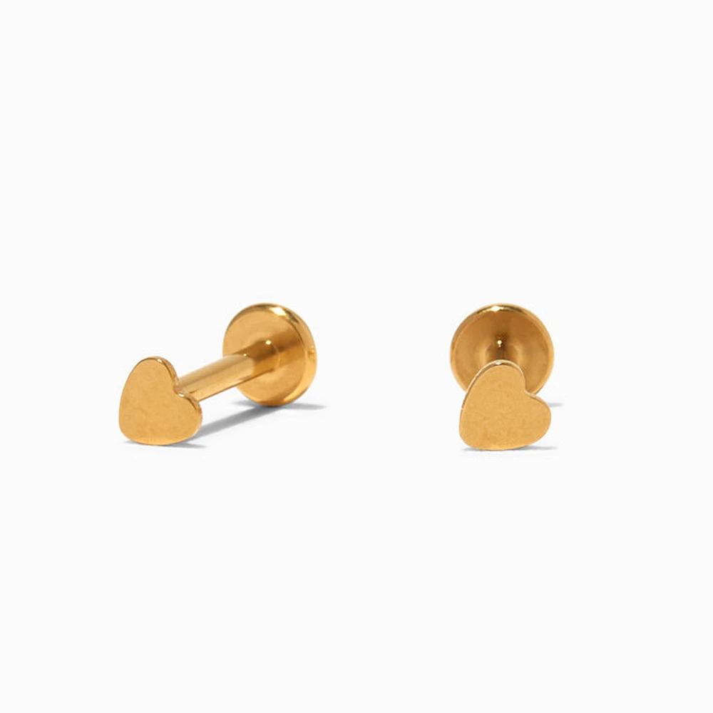 C LUXE by Claire's Gold Titanium Micro Heart Flat Back Stud Earrings