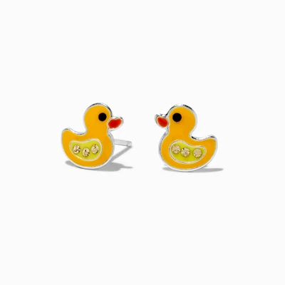 C LUXE by Claire's Sterling Silver Crystal Duck Stud Earrings