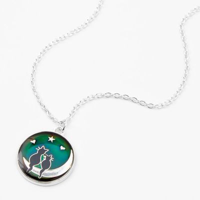 Cats on the Moon Mood Pendant Necklace