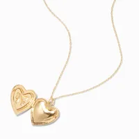 Gold-tone Pearl Bow Locket Necklace