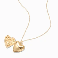 Gold-tone Pearl Bow Locket Necklace