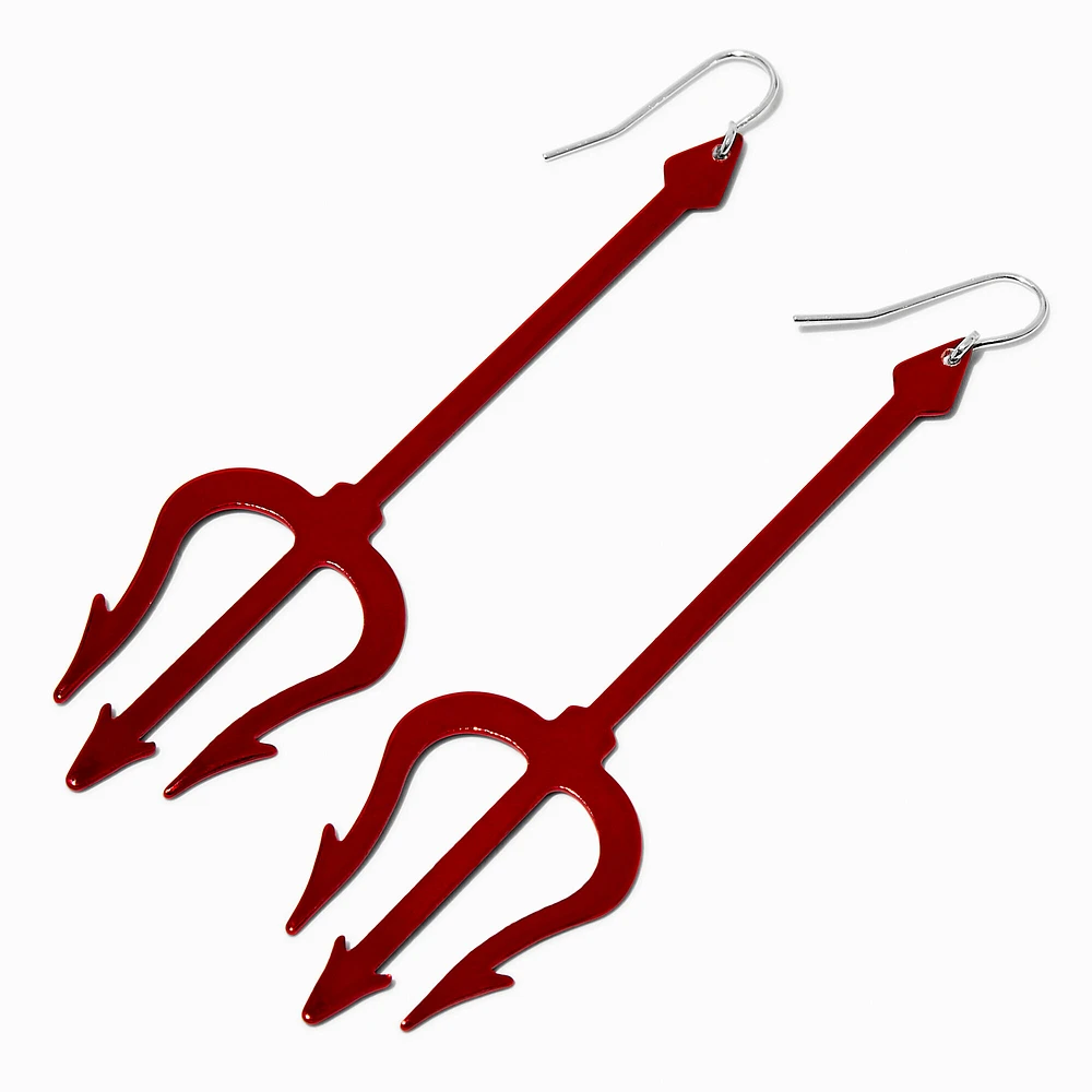 Red Pitchfork 4" Drop Earrings