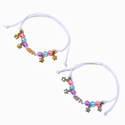 Best Friends Mixed Metal Star Pastel Adjustable Bracelets - 2 Pack