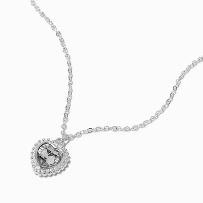 Claire's Club Clear Heart Silver-tone Necklace