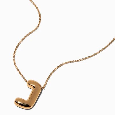 Gold-tone Bubble Initial Pendant Necklace