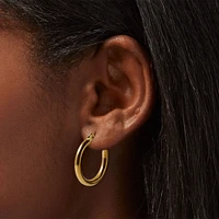 Gold-tone Stainless Steel 3MM Huggie Hoop Earrings
