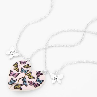 Best Friends Butterfly Split Heart 16" Pendant Necklaces - 2 Pack