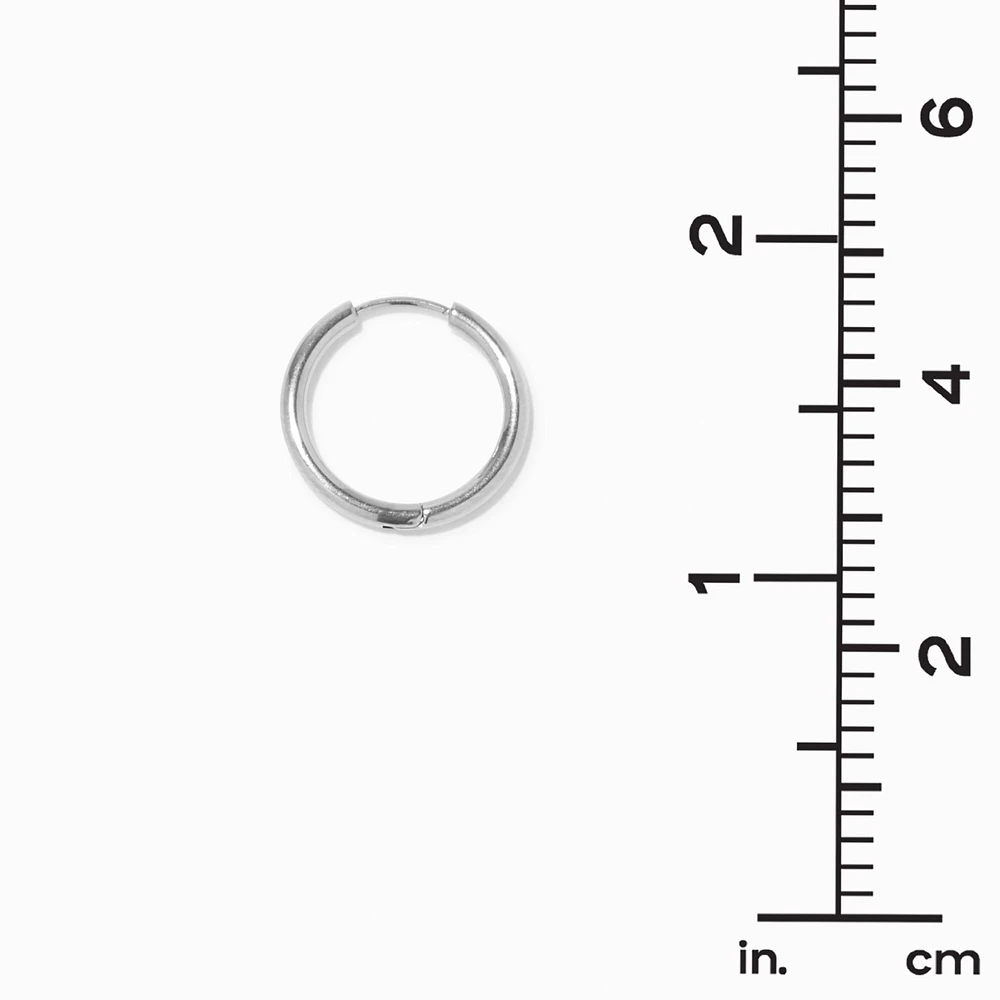 C LUXE by Claire's Silver Titanium 14MM Tube Hoop Earrings