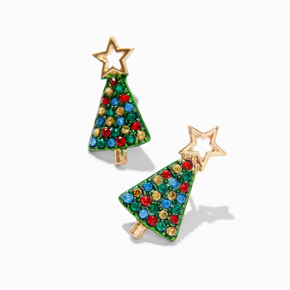 Rhinestone Christmas Tree Stud Earrings