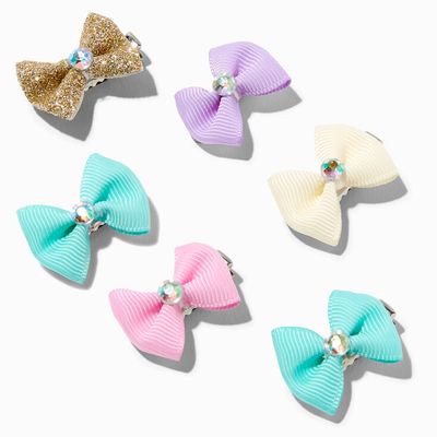 Claire's Club Forest Glitter Hair Bow Clips - 6 Pack