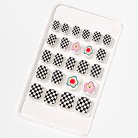 Checkered Daisy Square Press On Vegan Faux Nail Set (24 Pack)