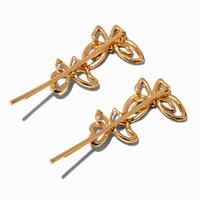 Gold-tone Crystal Butterfly Hair Pins - 2 Pack