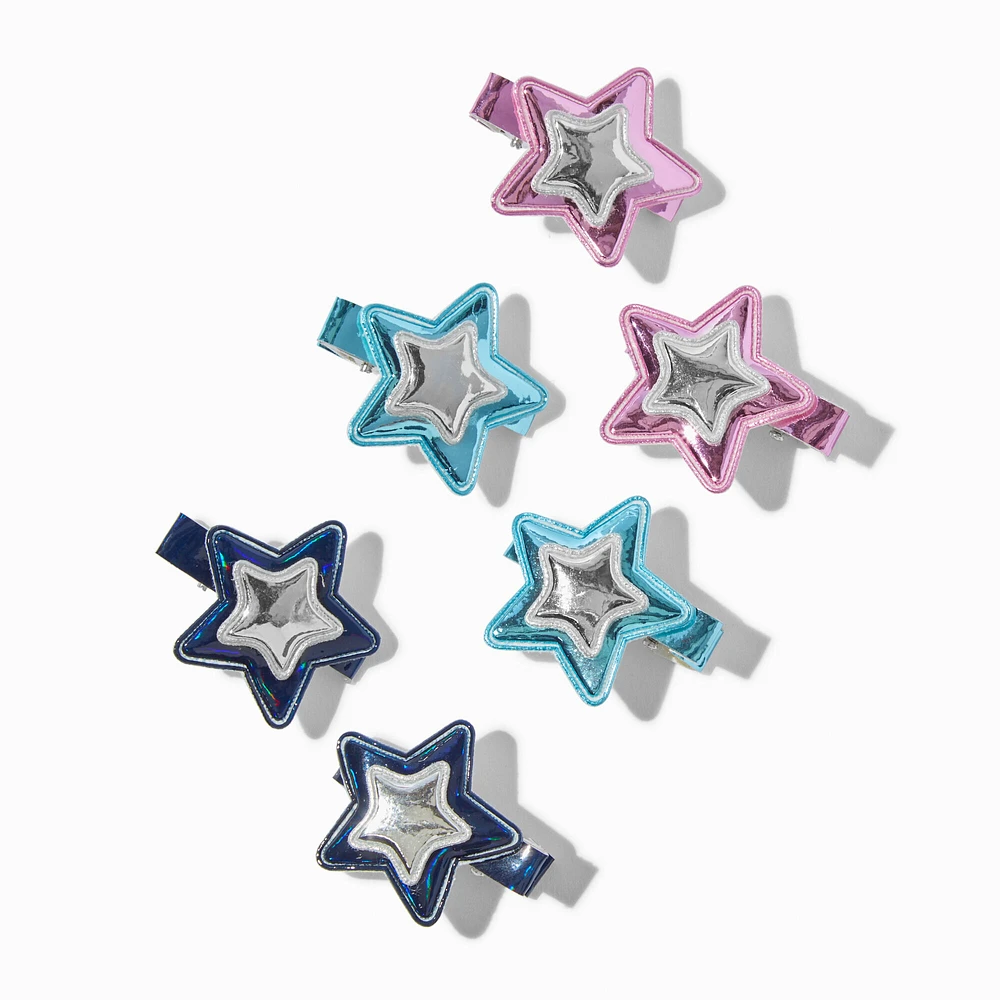 Claire's Club Starry Puffy Hair Clips - 6 Pack