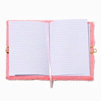 Rhinestone Strawberry Pink Furry Lock Diary