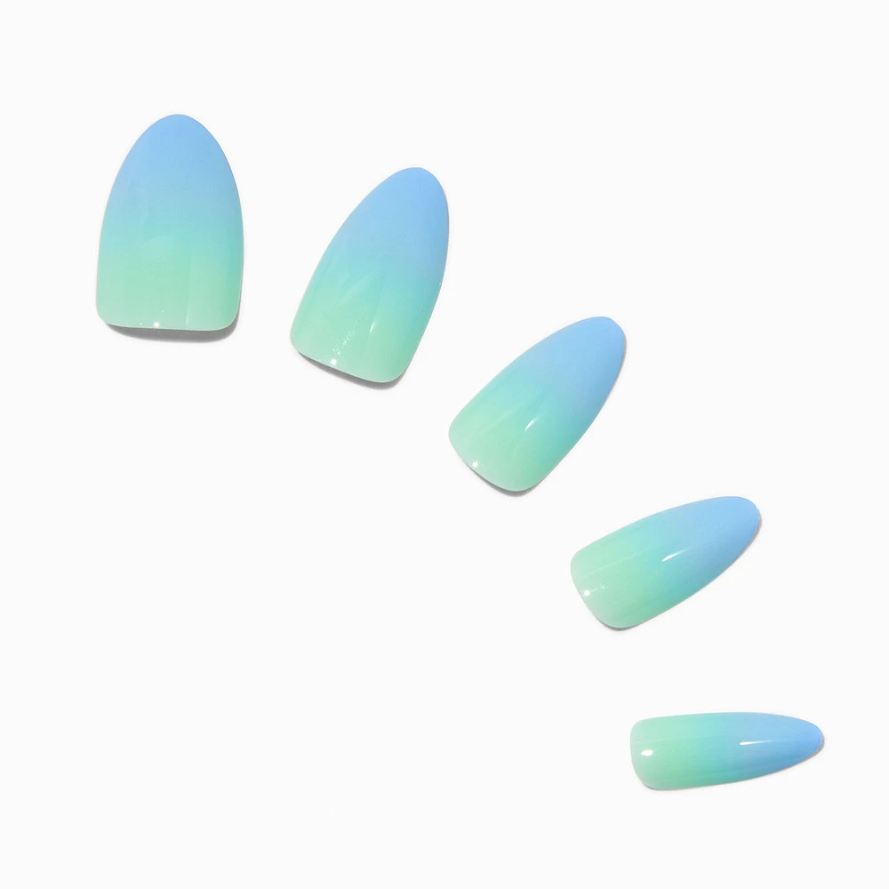 Blue Ombré Long Almond Vegan Faux Nail Set - 24 Pack