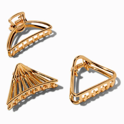 Gold-tone Triangle Hair Claws - 3 Pack