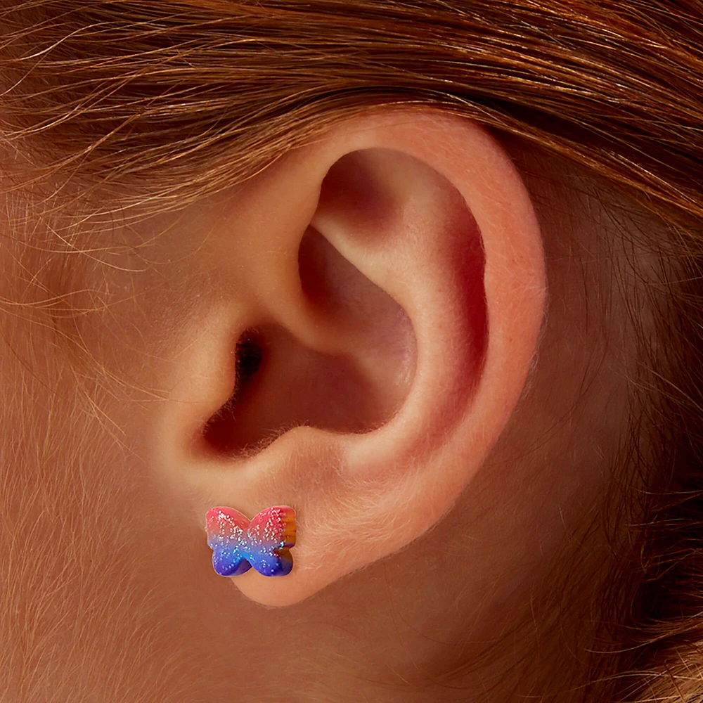 Glitter Ombré Butterfly Stud Earrings