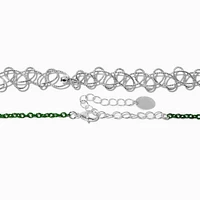 Christmas Lights Silver-tone Tattoo Choker Necklace - 2 Pack