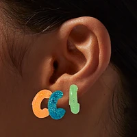 Neon Glitter Hoop Earring Stackables Set - 6 Pack