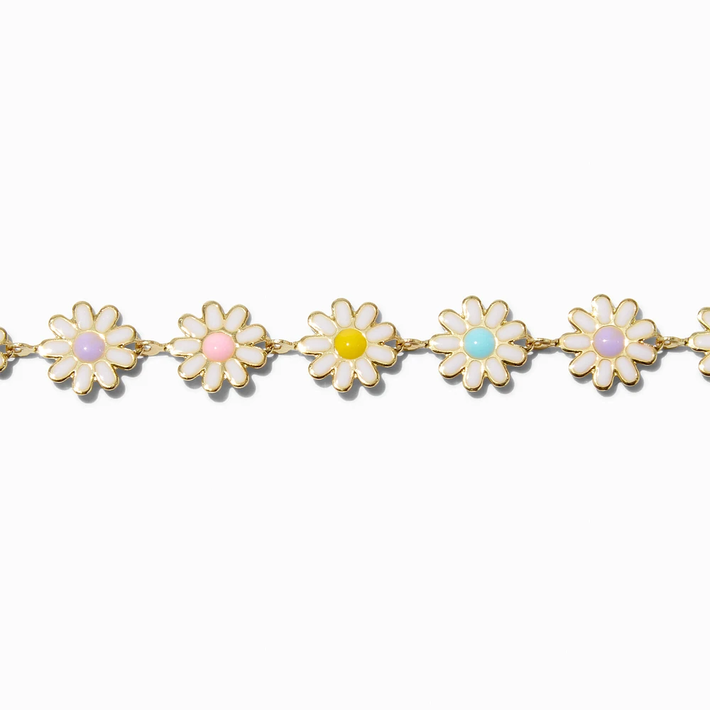 Pastel Daisy Gold-tone Choker Necklace