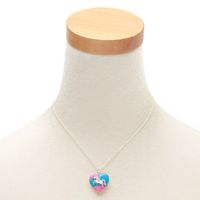 Silver Pastel Unicorn Heart Locket Pendant Necklace