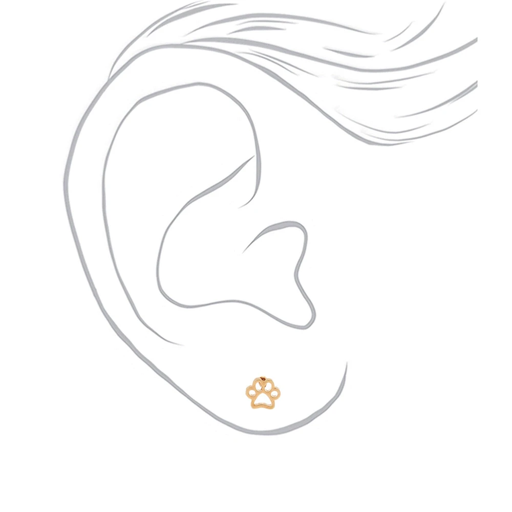 18kt Gold Plated Paw Print Stud Earrings