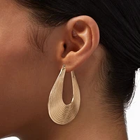 Gold-tone Textured Teardrop 60MM Hoop Earrings