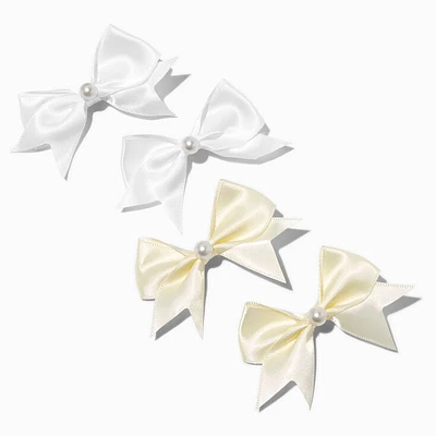 Claire's Club Pearl Satin Hair Bow Clips - 4 Pack