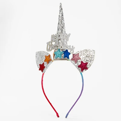 Claire's Club Birthday Unicorn Rainbow Star Headband