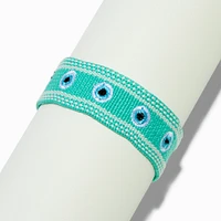 Woven Green Evil Eye Bolo Bracelet