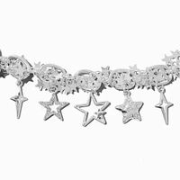 Silver-tone Mixed Star Chain Choker Necklace