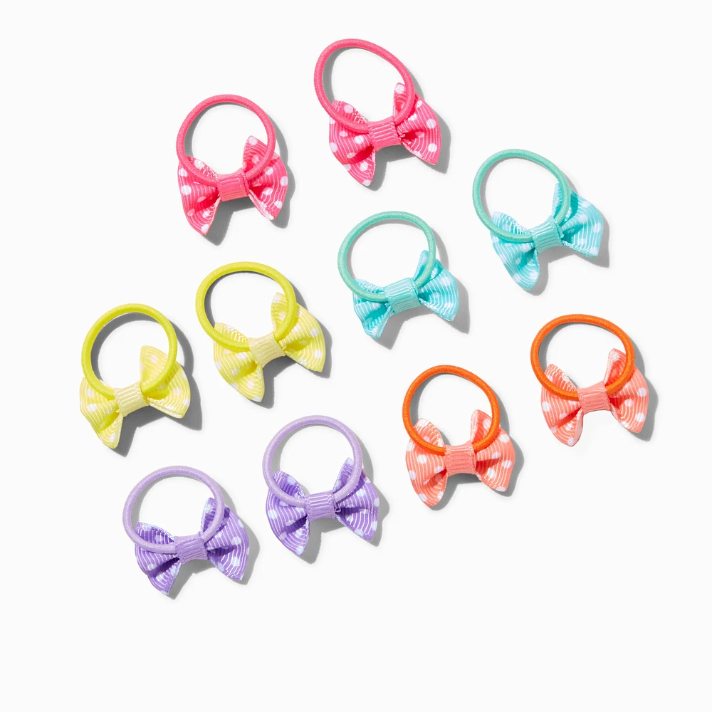 Claire's Club Rainbow Dot Bow Hair Ties - 10 Pack