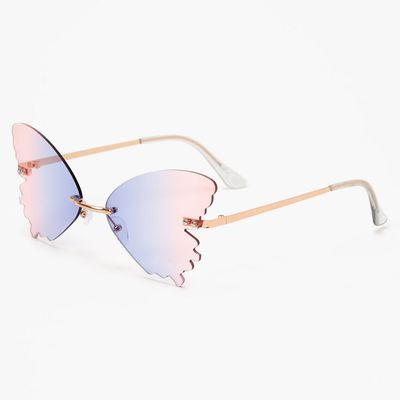 Gold Purple & Pink Ombre Butterfly Sunglasses