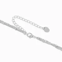 Silver Beaded Chain Multi-Strand Necklace