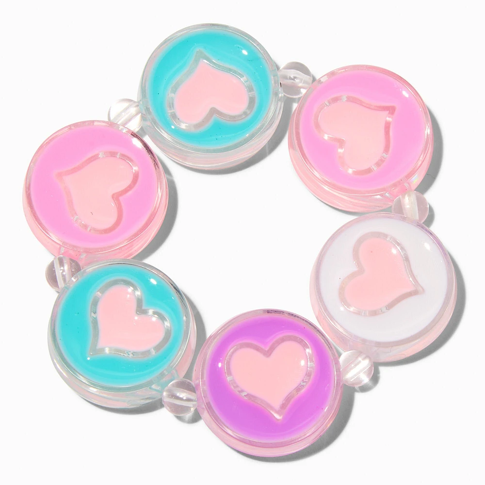 Claire's Club Heart Disc Stretch Bracelet